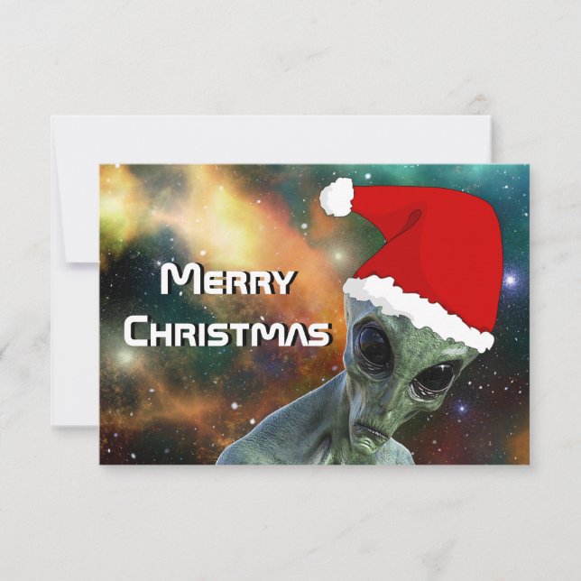 Utomjordisk Tomte God Jul Personlig Kort (Framsida)