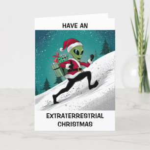 Utomjordisk Tomte Jul Helgkort