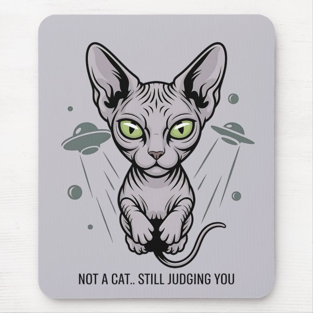 Utomjordisk UFO Sphynx Katt Illustration Musmatta (Framsidan)