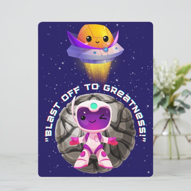 UTOMJORDISK, UNIVERSUM, RYMDFAKTYG, PLANET OCH AST JULKORT (Stående Fram)