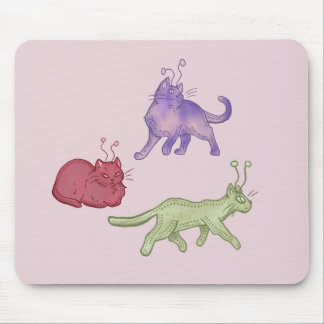 Utomjordiska Katter Whimsical Rymdkatt Rolig Sci-F Musmatta