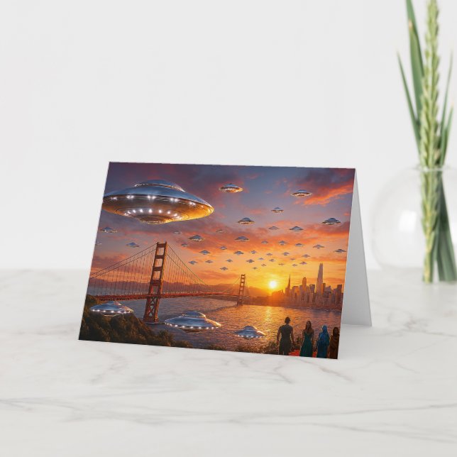 Utomjordiska UFOs SciFi Fantasy San Francisco Gold Kort (Framsida)
