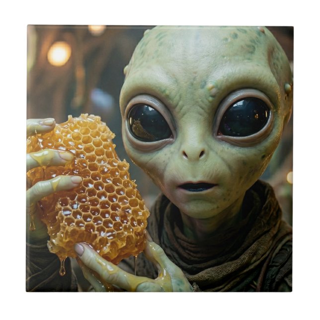 Utomjordiskt Alien-Varelse med Bikaka Kakelplatta (Framsidan)