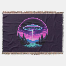 Utomjordiskt Rymdskepp Retro Futuristiskt Filt