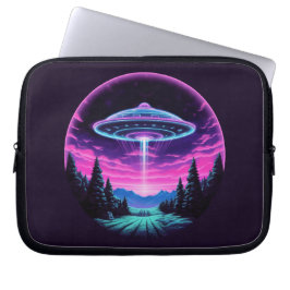Utomjordiskt rymdskepp Retro Futuristiskt Laptop Fodral