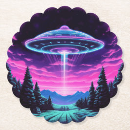 Utomjordiskt rymdskepp Retro Futuristiskt Underlägg Papper