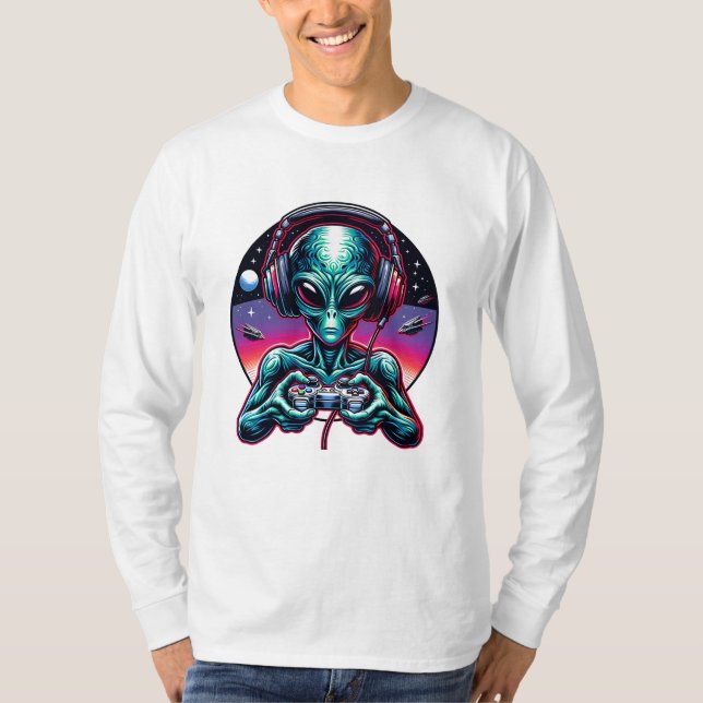 Utomjordiskt Varelse som Spelar Spel T Shirt (Framsida)