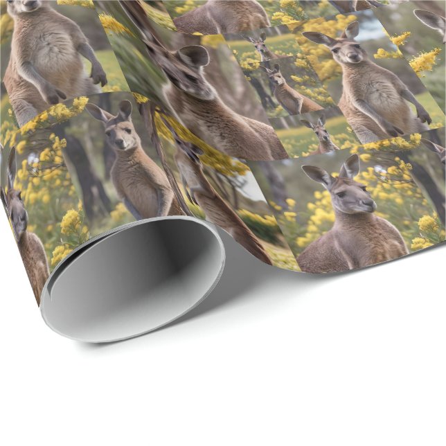 Utomliggande skönhet: Kangaroo och stridsfoto. Presentpapper (Rullad Hörn)