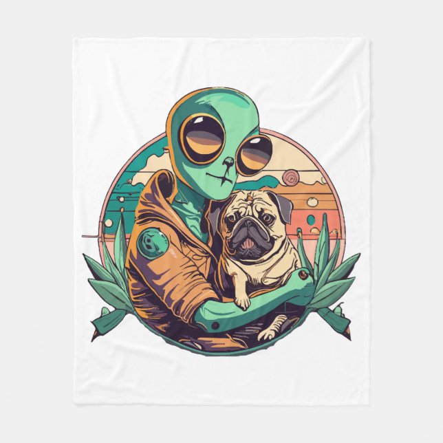 Utomling och Pug Fleecefilt (Framsidan)