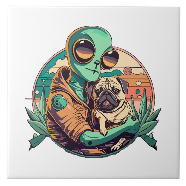 Utomling och Pug Kakelplatta (Framsidan)