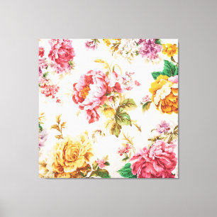 Utomordentlig Rosa och Gula blommor. Shabby chic Canvastryck