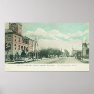 Utomvy till Bibliotek på Santa Clara Poster