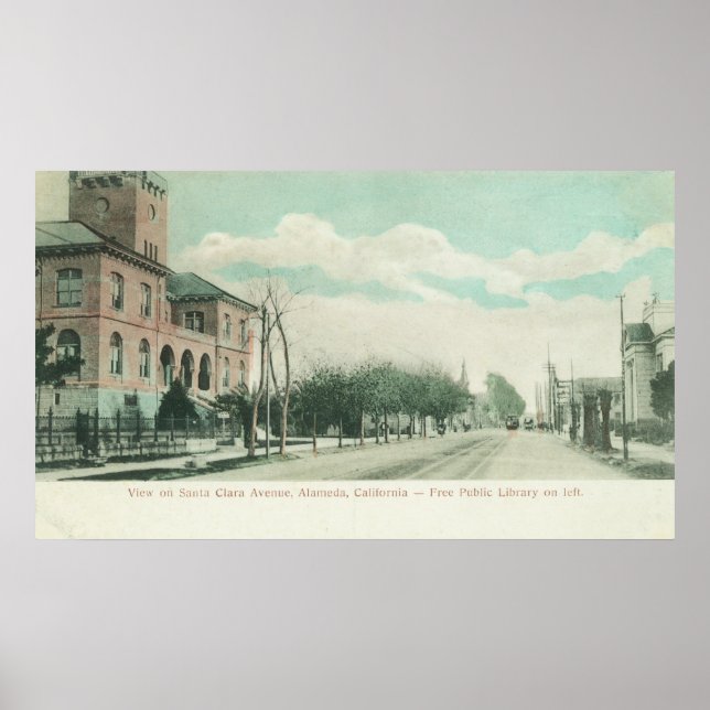 Utomvy till Bibliotek på Santa Clara Poster (Framsidan)