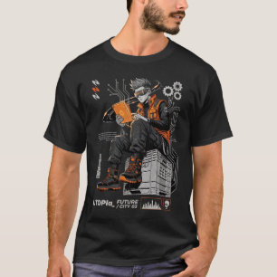 Utopia Framtid Stad Cyberpunk Kunskapssökande Kons T Shirt