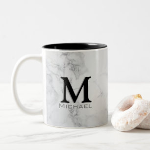 Utöva marmor för Monogramvitgrått Två-Tonad Mugg