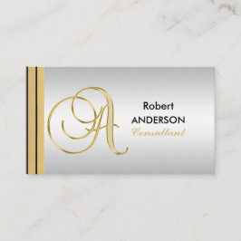 Utöva Monogrammed brev 'A för guldsvartsilver Visitkort