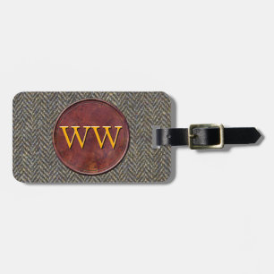 Utöva resa Tweed + LäderanpassningsbarMonogram Bagagebricka