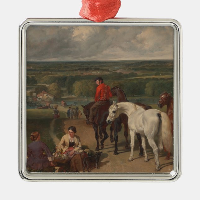 Utövande av Royalet hästar (konst av hästdjur) Julgransprydnad Metall (Framsidan)