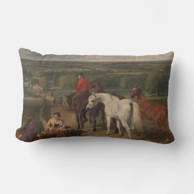 Utövande av Royalet hästar (konst av hästdjur) Lumbarkudde (Framsida)