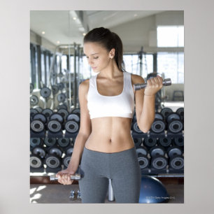 Utövande, gym, sport, kvinna, kroppsvård, dag poster