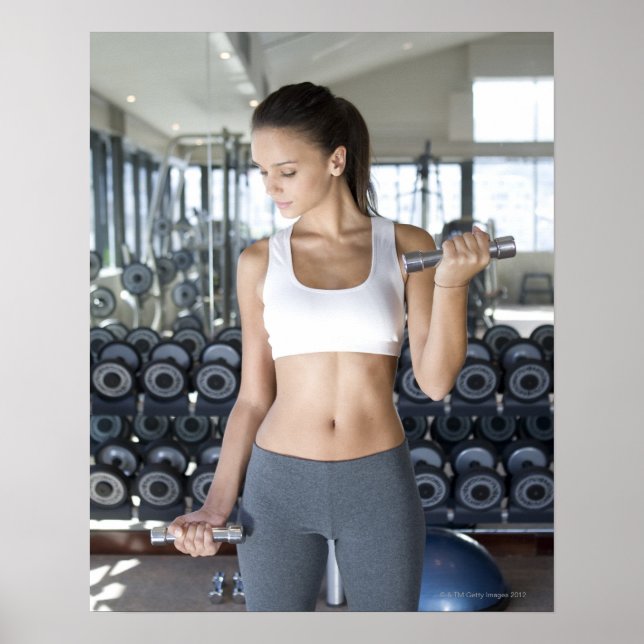 Utövande, gym, sport, kvinna, kroppsvård, dag poster (Framsidan)