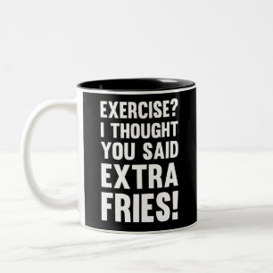 Utövande? Jag trodde du sa extra fries! Sarcas Två-Tonad Mugg