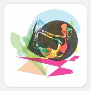 Utövande kvinna fyrkantigt klistermärke