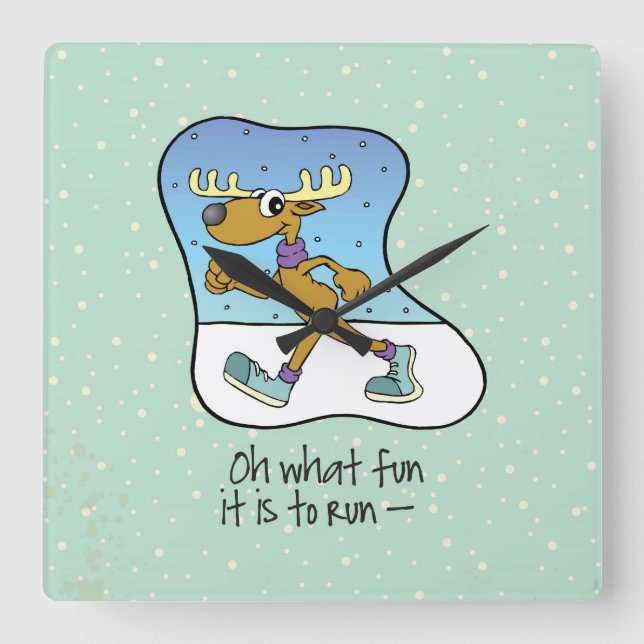 Utövande Reindeer-jul Fyrkantig Klocka (Framsida)