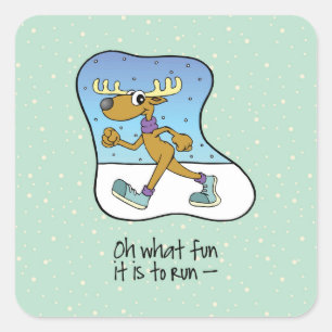 Utövande Reindeer-jul Fyrkantigt Klistermärke