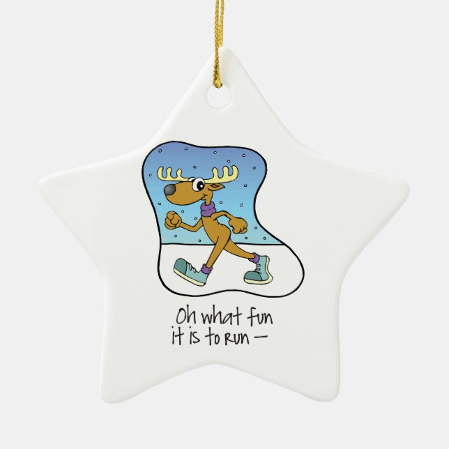 Utövande Reindeer-jul Julgransprydnad Keramik (Framsidan)