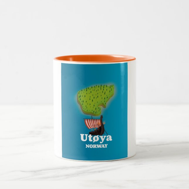 Utøya Norge resaffisch Två-Tonad Mugg (Center)