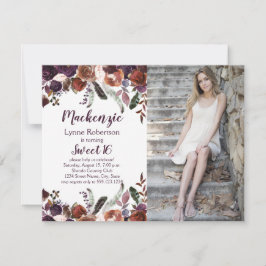 Utplantering Lila Butter Rum Ro Photo Sweet 16 Inbjudningar