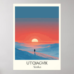 Utqiagvik Alaska Arktisk Solnedgångslandskap Poster