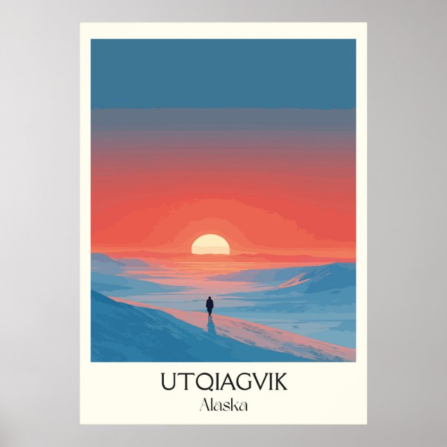 Utqiagvik Alaska Arktisk Solnedgångslandskap Poster (Framsidan)