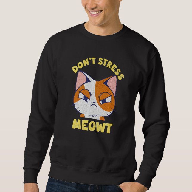 Utr Stress Meowt Kitty Kids Ca Utr Stress Meow Lång Ärmad Tröja (Framsida)