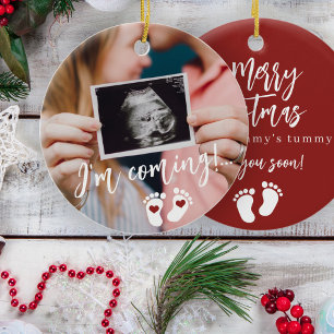Utraljudsfoto för gravid God jul baby Julgransprydnad Keramik