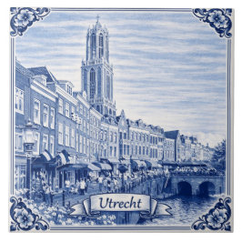 Utrecht Delft Blue style ceramic tile Kakelplatta