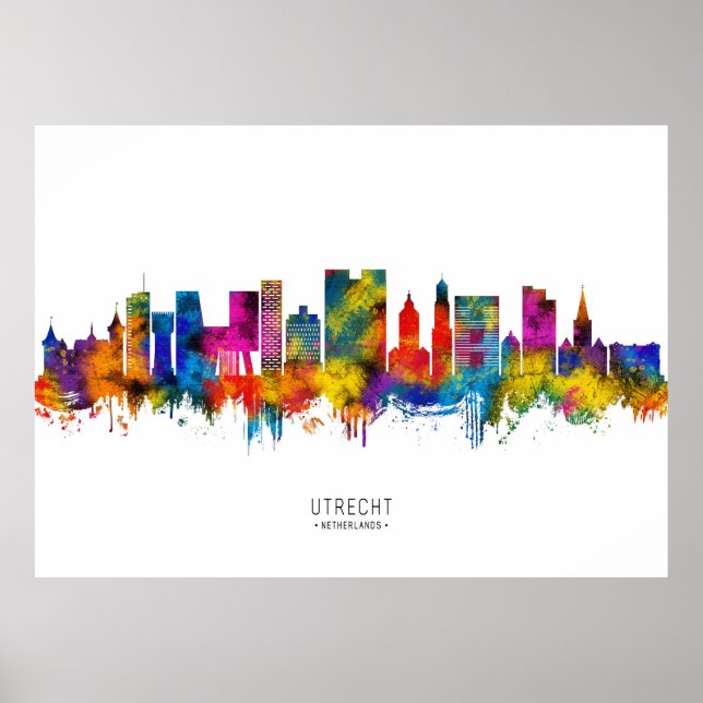 Utrecht Nederländerna Siluett Poster (Framsidan)