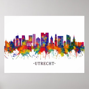 Utrecht Nederländerna Skyline Poster