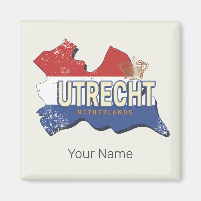 Utrecht Netherlands Karta Nederländska Vintagen So Magnet (Framsidan)