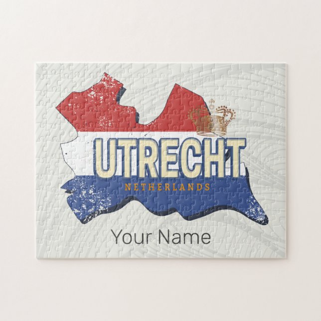 Utrecht Netherlands Karta Nederländska Vintagen So Pussel (Horisontell)