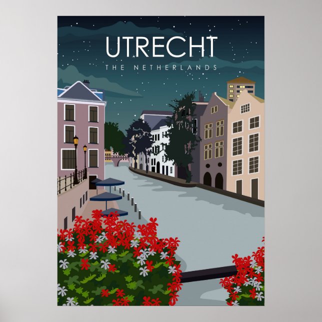 Utrecht Netherlands Vintage Minimal Travel Poster (Framsidan)