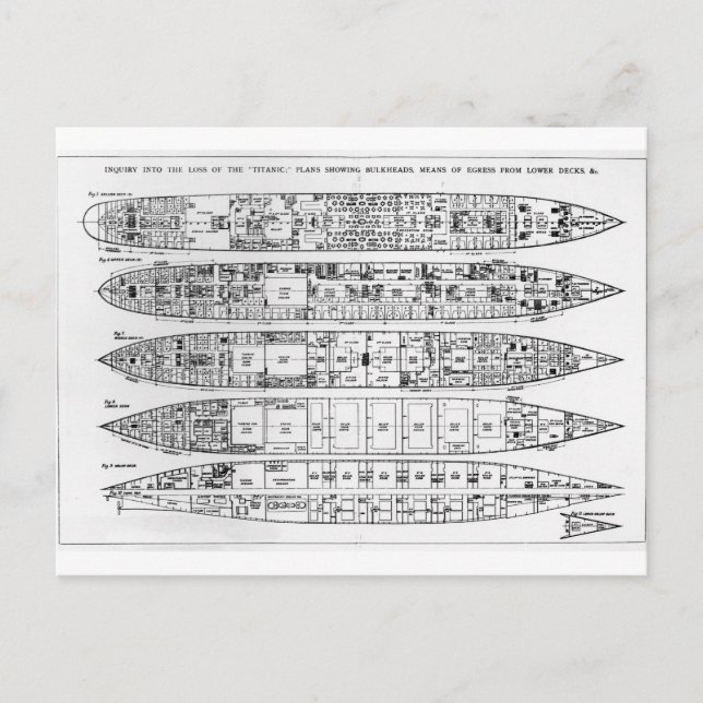 Utredning av förlusten av avdelningarna Titanic: K Vykort (Framsida)