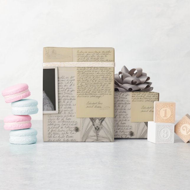 Utredningsnämnd med fotografier och anteckningar presentpapper (Baby Shower)