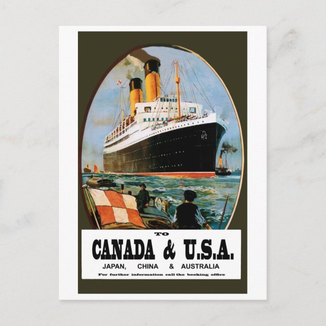 Utrikes kryssningsfartyg till Kanada och USA Vykort (Framsida)