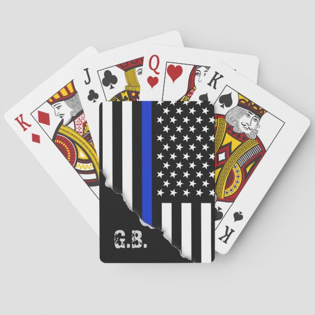 Utriven tunn initialer för blålinjenUSA Spel Kort (Baksidan)