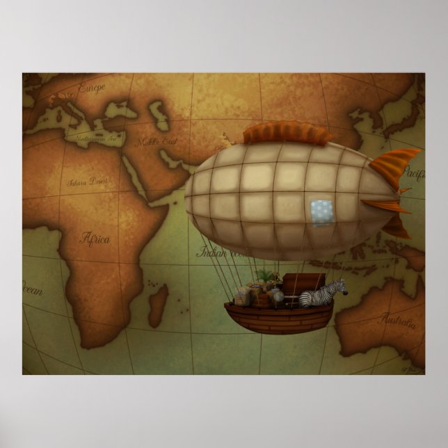 Utrotning över Östran Hemisphere Karta Poster (Framsidan)