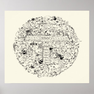 Utrotningshotade djur Träd Planet Jorden Teckning Poster