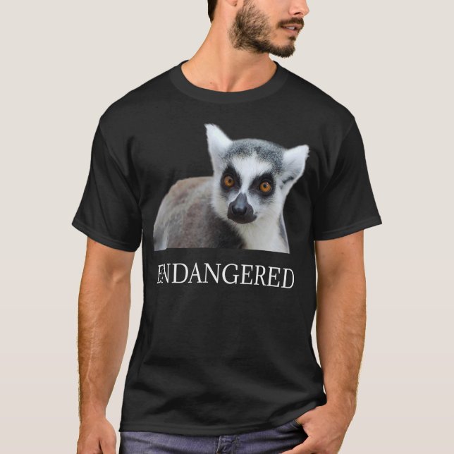 utrotningshotade djurarter Ring Tailur Lemur Endan T Shirt (Framsida)