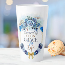 Utrustad med Guds Grace Elegant Blue Guld Blommigt